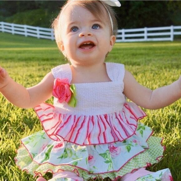 Bonnie Baby Tiered Ruffle Floral Tunic and Leggings - Picture 1 of 8
